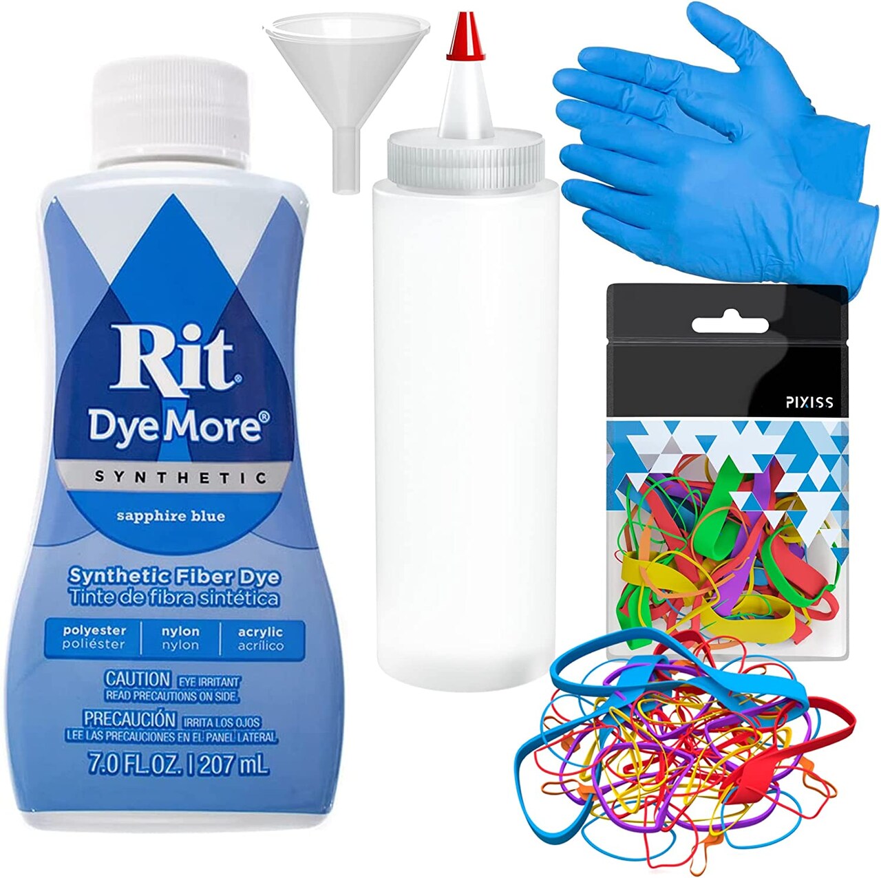 Synthetic Rit Dye More Liquid Fabric Dye Sapphire Blue, Pixiss Rit Dye Accessories Kit